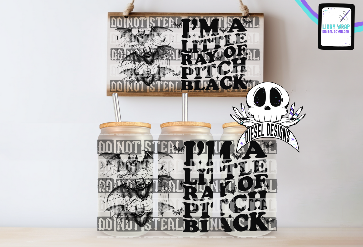 Ray Of Pitch Black LIBBY WRAP | 300 DPI PNG | 16 oz Libby Wrap | Digital File Only