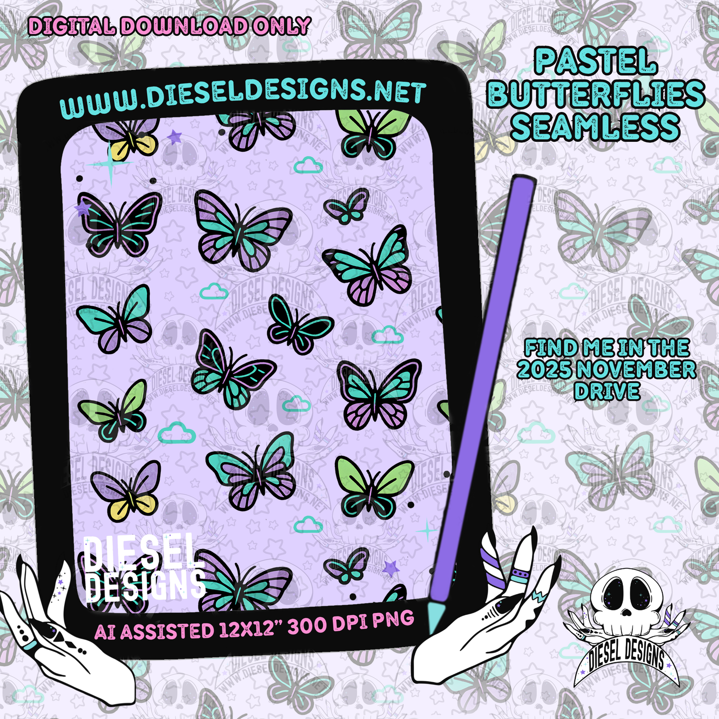 November 2025 Monthly Google Drives | 300 DPI | Transparent PNG | Seamless | Tumbler Wraps | Clipart