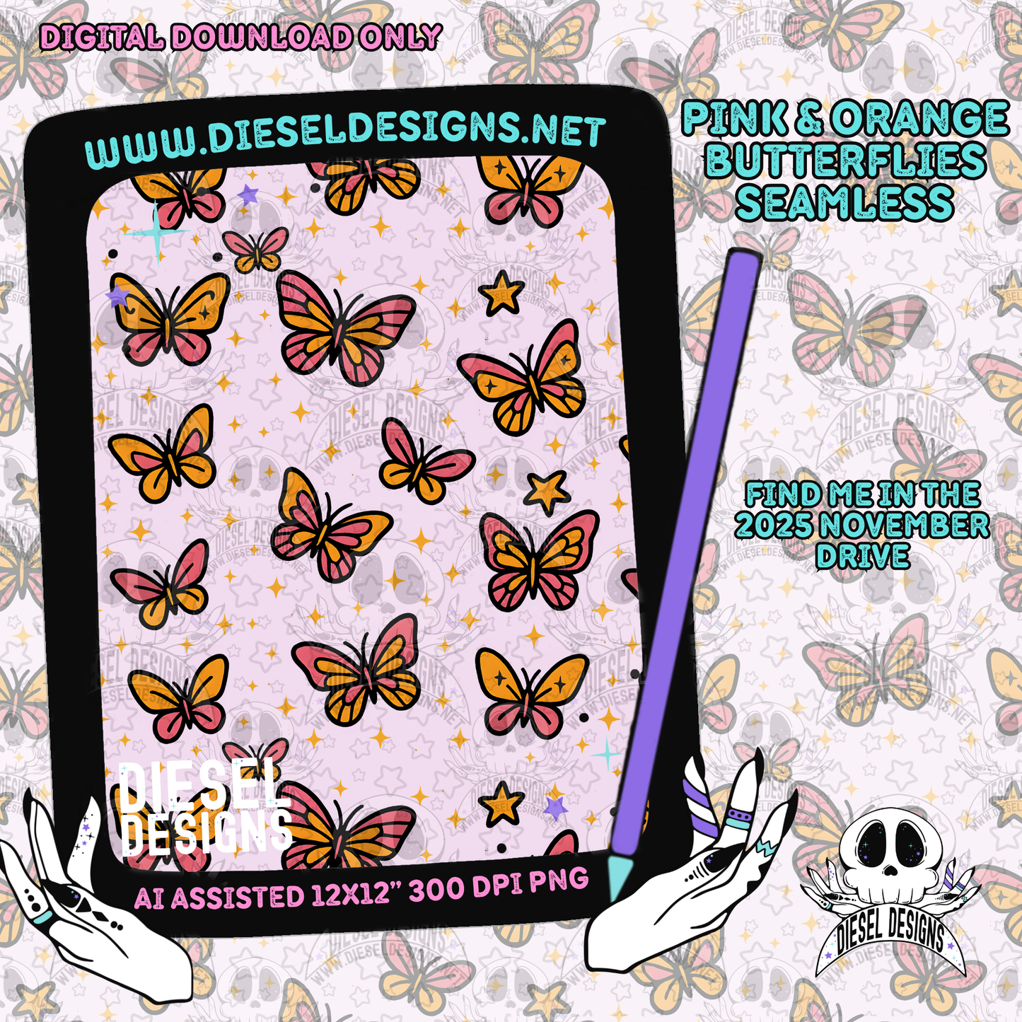 November 2025 Monthly Google Drives | 300 DPI | Transparent PNG | Seamless | Tumbler Wraps | Clipart