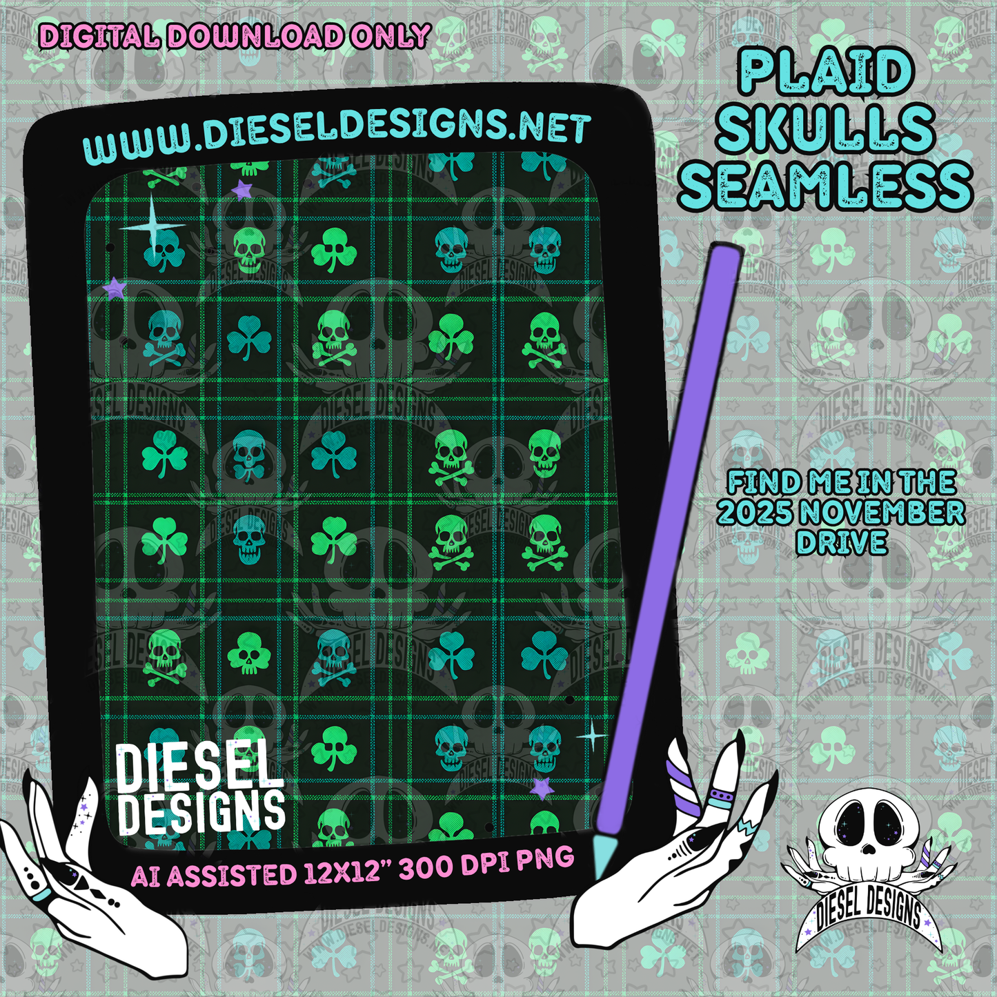 November 2025 Monthly Google Drives | 300 DPI | Transparent PNG | Seamless | Tumbler Wraps | Clipart