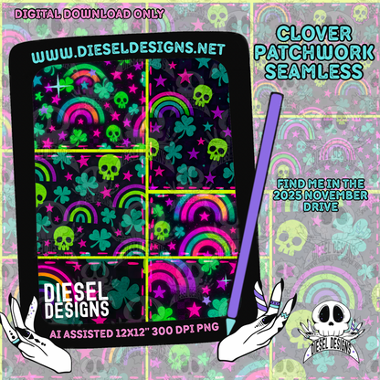 Clover Patchwork Seamless | Seamless File | 300 DPI | 12" x 12" | Digital File only