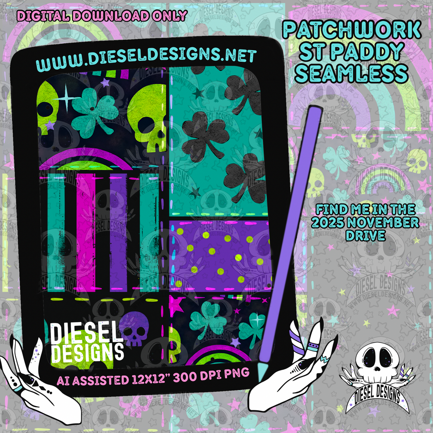 Patchwork St. Paddy Seamless | Seamless File | 300 DPI | 12" x 12" | Digital File only