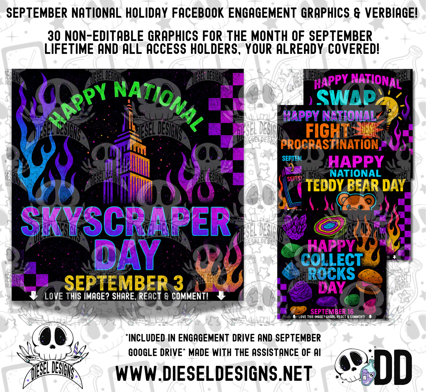 SEPTEMBER National Holiday Social Media Graphics & Verbiage | PNG | Facebook | Instagram