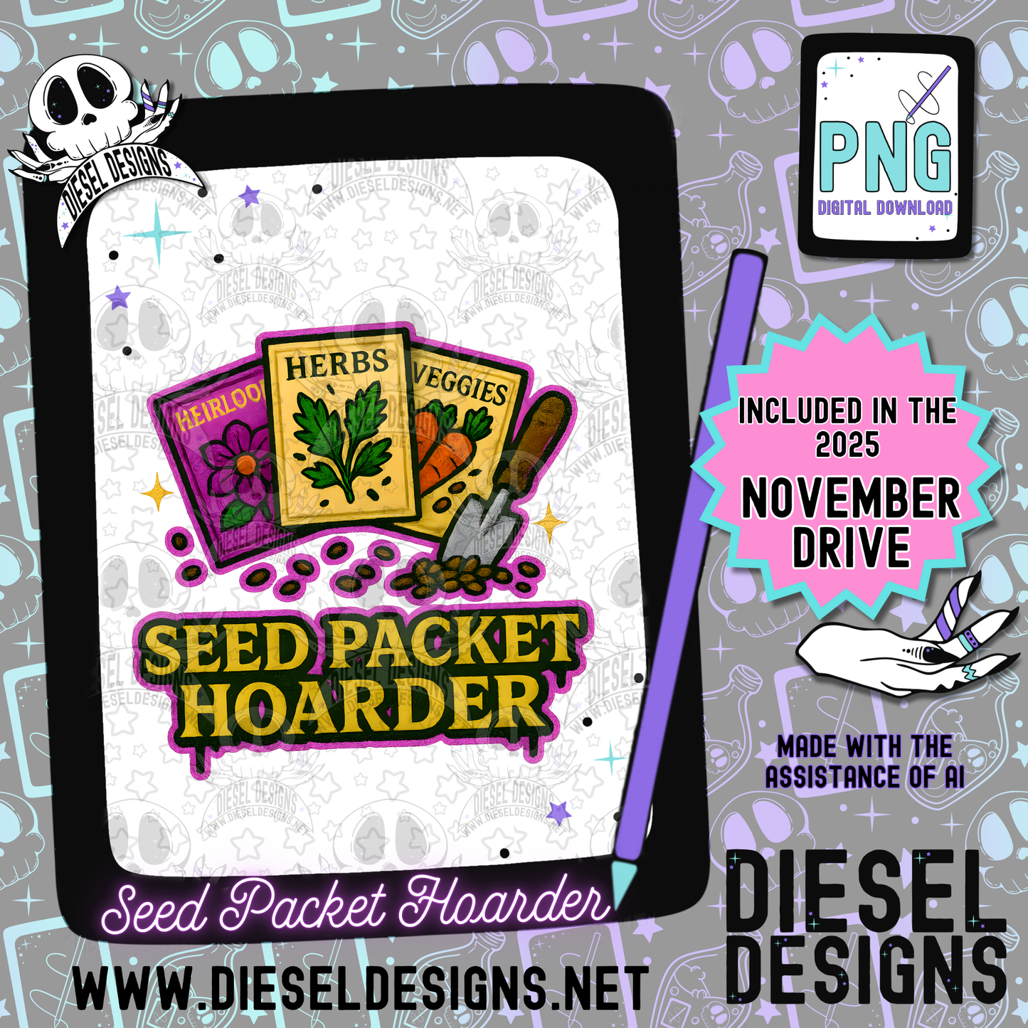 November 2025 Monthly Google Drives | 300 DPI | Transparent PNG | Seamless | Tumbler Wraps | Clipart