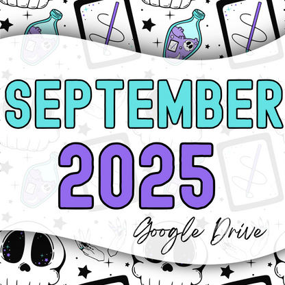 September 2025 Monthly Google Drive | 300 DPI | Transparent PNG | Seamless | Tumbler Wraps | Clipart