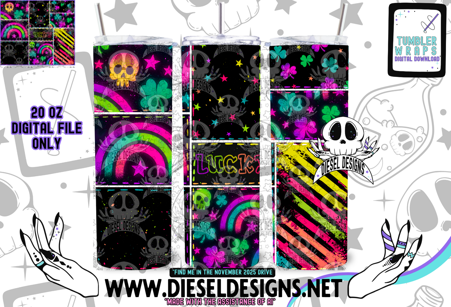 Lucky Stitch Tumbler | 20oz. Tumbler Wrap | 300 DPI | Digital File Only