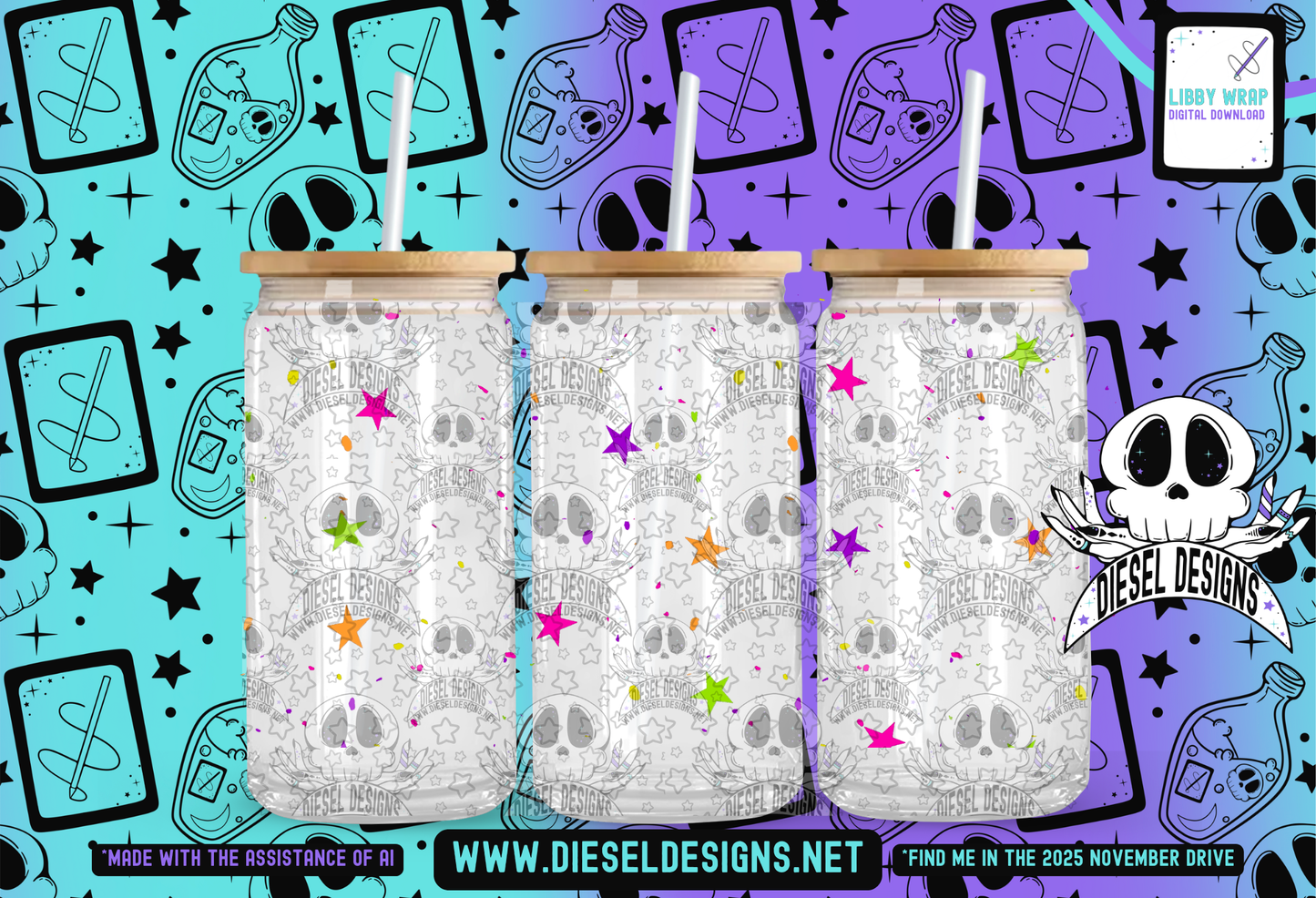 Neon Nights LIBBY WRAP | 300 DPI PNG | 16 oz Libby Wrap | Digital File Only