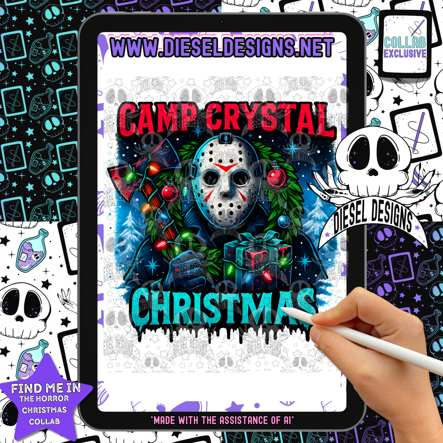 Horror Christmas Collab With Divine Vixen | 300 DPI | PNG | Seamless | Tumbler Wraps | Collab | Digital File Only