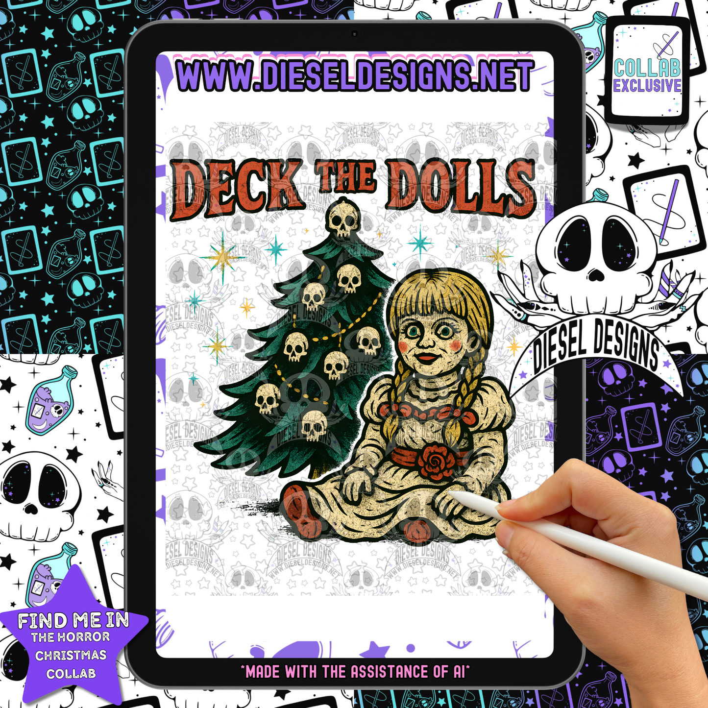 Horror Christmas Collab With Divine Vixen | 300 DPI | PNG | Seamless | Tumbler Wraps | Collab | Digital File Only