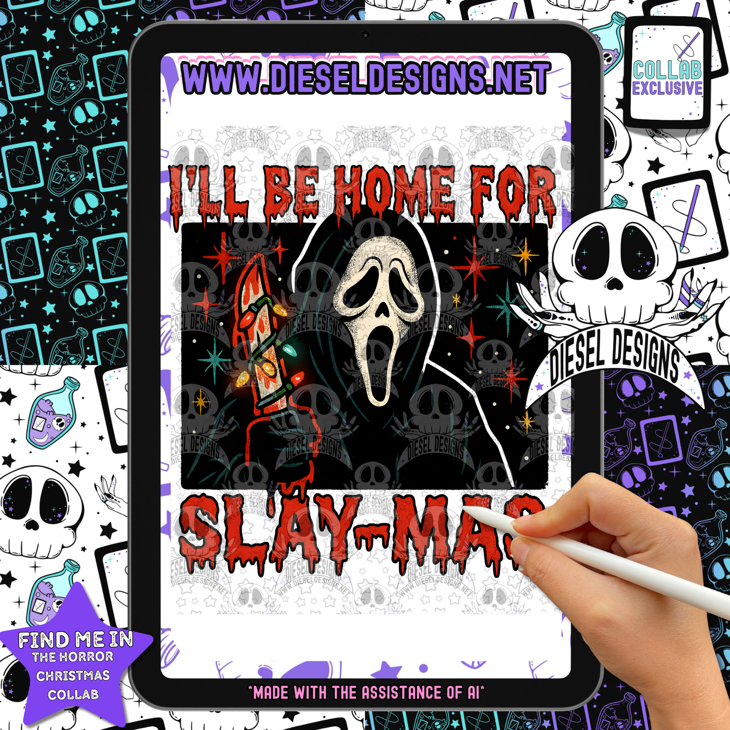 Horror Christmas Collab With Divine Vixen | 300 DPI | PNG | Seamless | Tumbler Wraps | Collab | Digital File Only