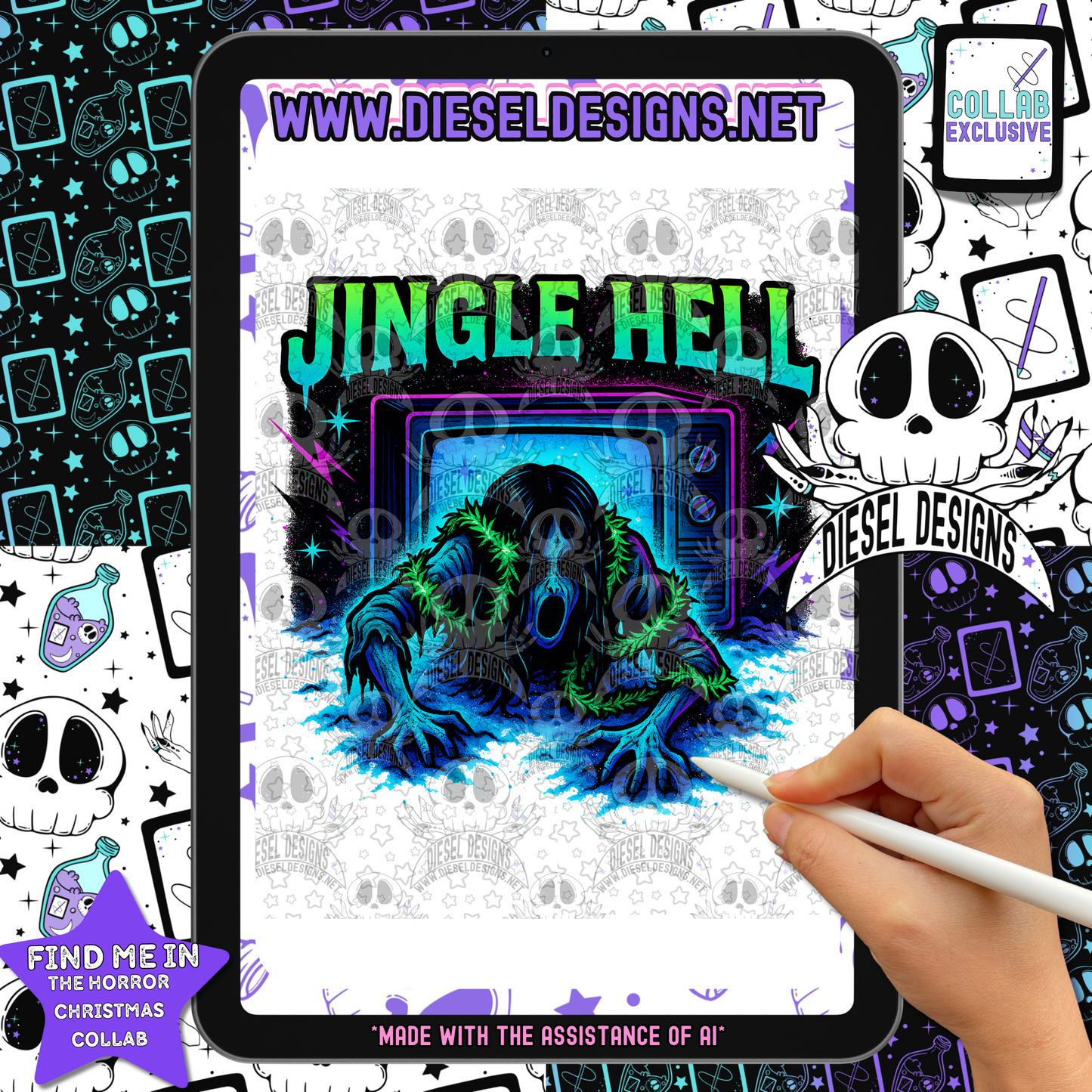 Horror Christmas Collab With Divine Vixen | 300 DPI | PNG | Seamless | Tumbler Wraps | Collab | Digital File Only