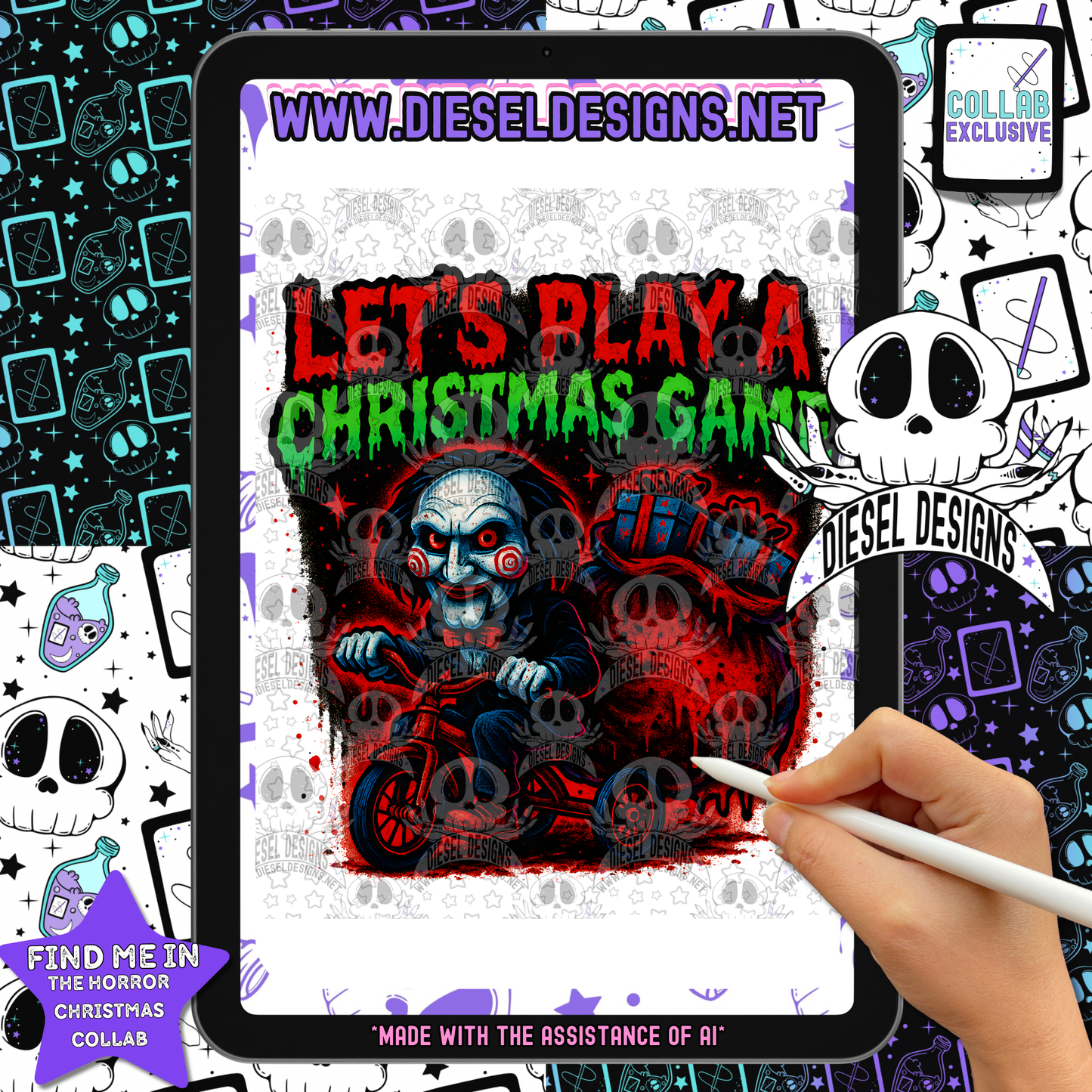 Horror Christmas Collab With Divine Vixen | 300 DPI | PNG | Seamless | Tumbler Wraps | Collab | Digital File Only