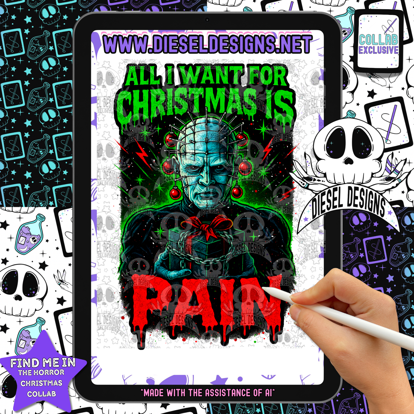 Horror Christmas Collab With Divine Vixen | 300 DPI | PNG | Seamless | Tumbler Wraps | Collab | Digital File Only