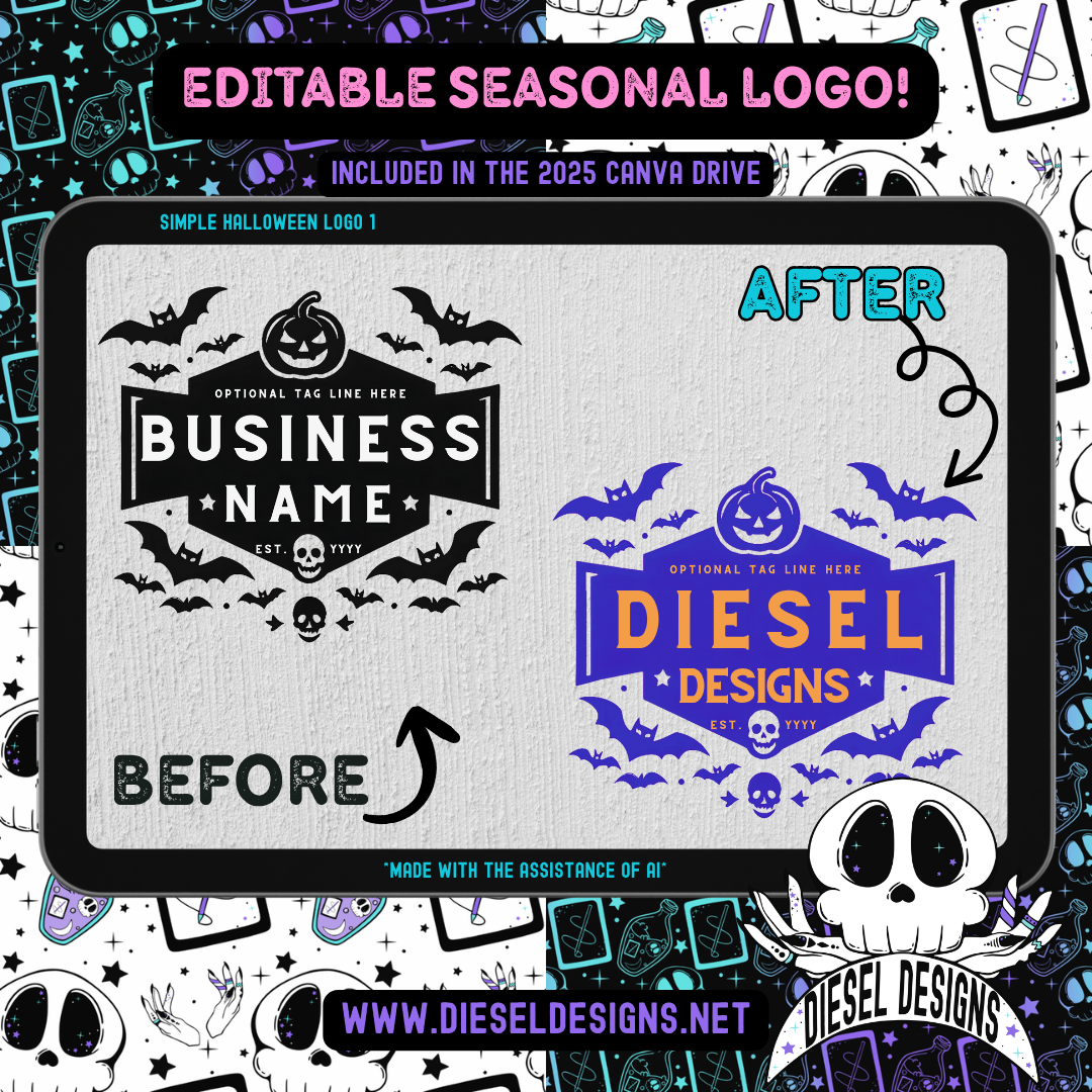 Simple Halloween Customizable Logo 1 | Halloween Logo Template | PNG | Edit In Canva | Custom | Logo |