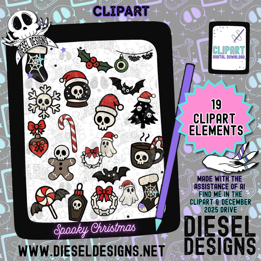 Spooky Christmas Clipart & Elements Set | 300 DPI | Transparent PNG | Clipart & Elements |