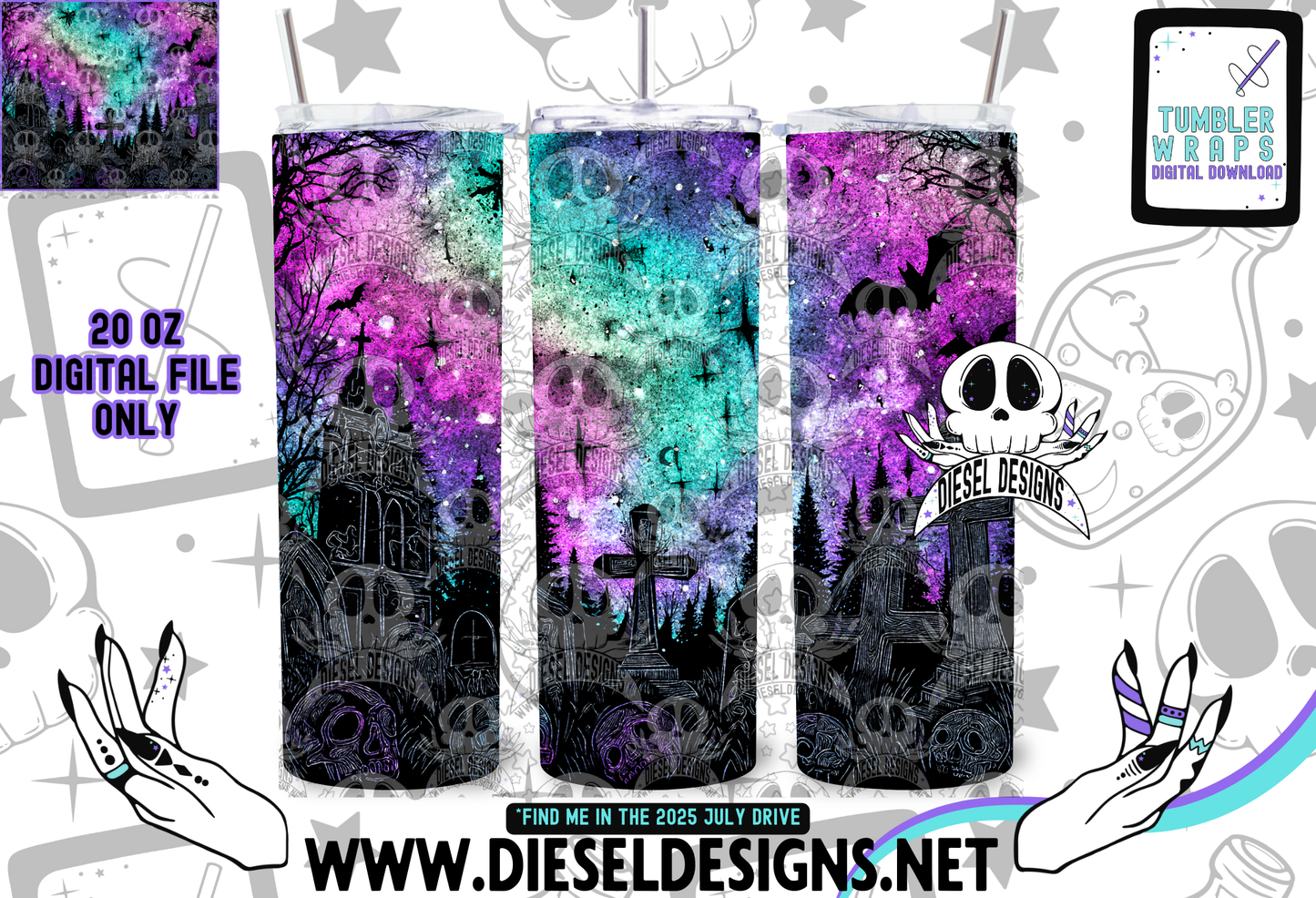 Spooky Nights V1 Tumbler | 20oz. Tumbler Wrap | 300 DPI | Digital File Only