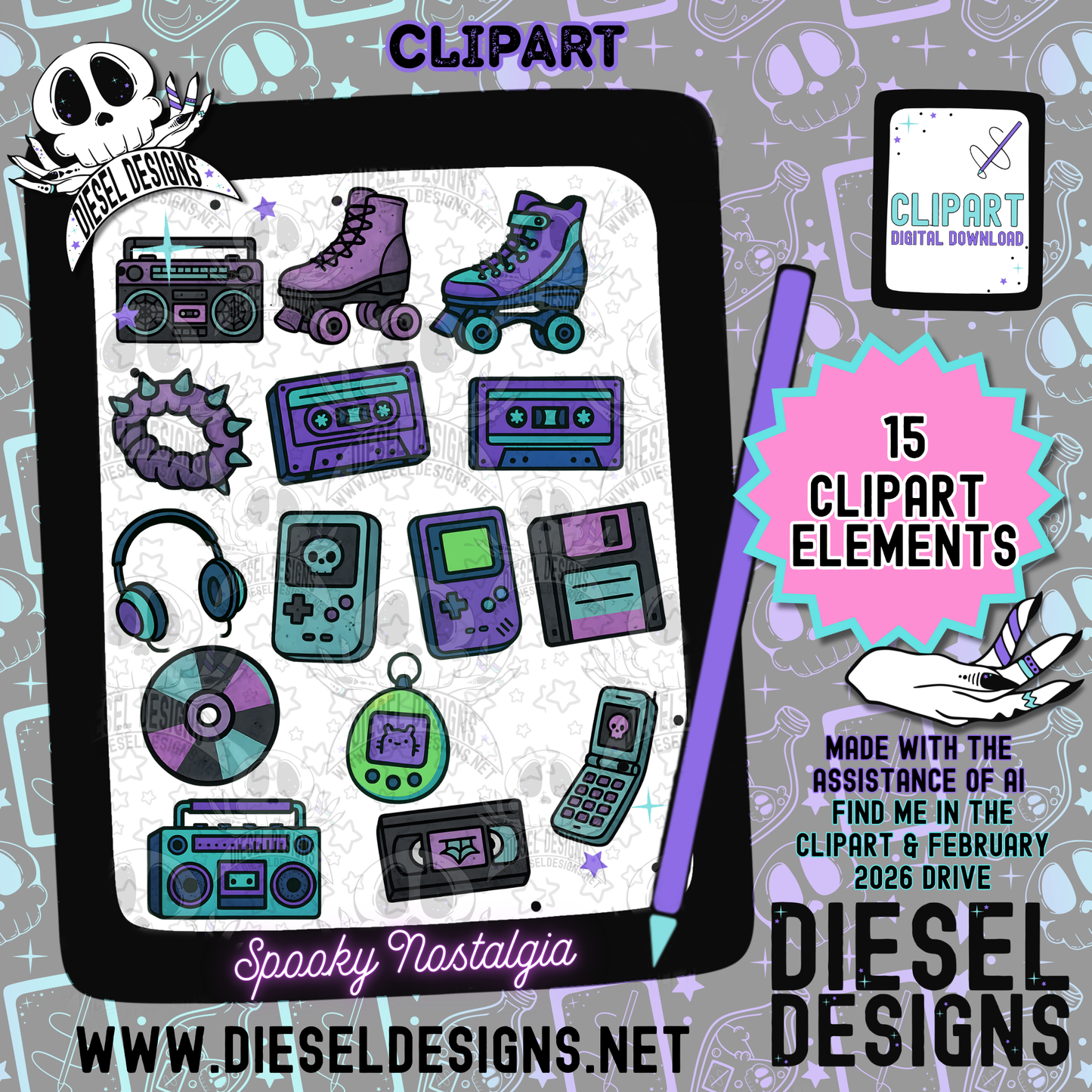 Spooky Nostalgia Clipart & Elements Set | 300 DPI | Transparent PNG | Clipart & Elements |