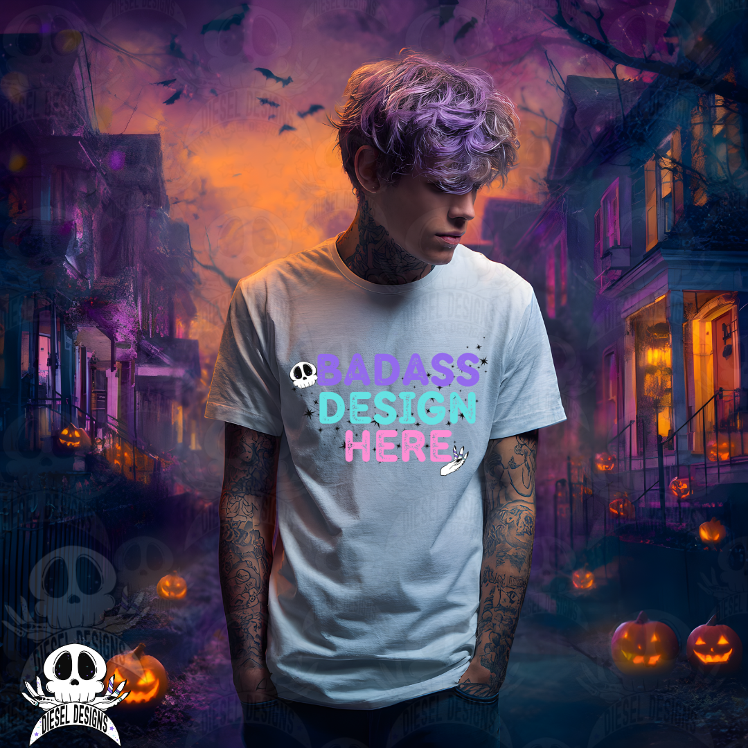 Spooky White Tshirt AI Assisted Mock UP Set of 5 | PNG |