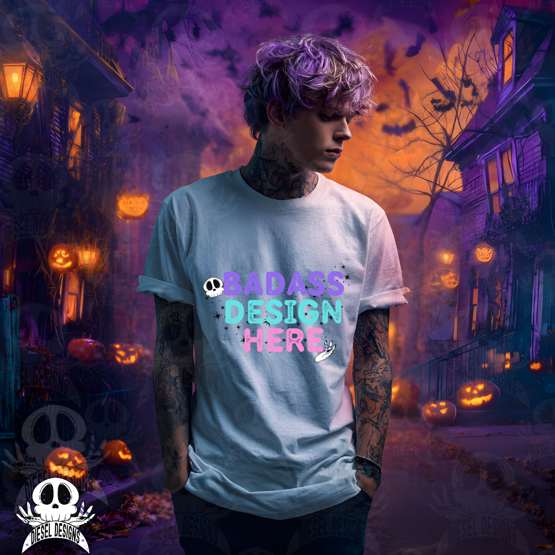 Spooky White Tshirt AI Assisted Mock UP Set of 5 | PNG |