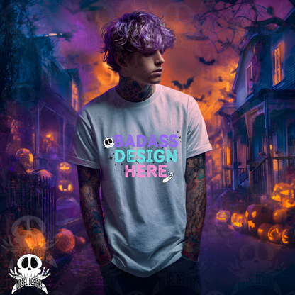 Spooky White Tshirt AI Assisted Mock UP Set of 5 | PNG |