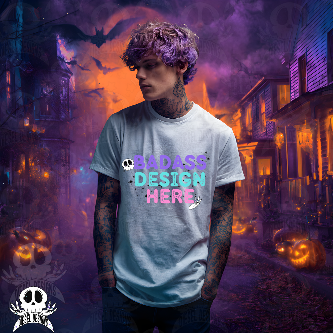 Spooky White Tshirt AI Assisted Mock UP Set of 5 | PNG |