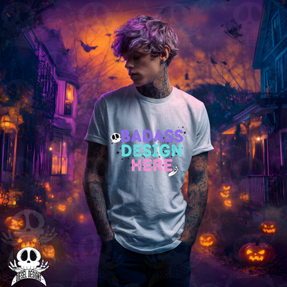 Spooky White Tshirt AI Assisted Mock UP Set of 5 | PNG |