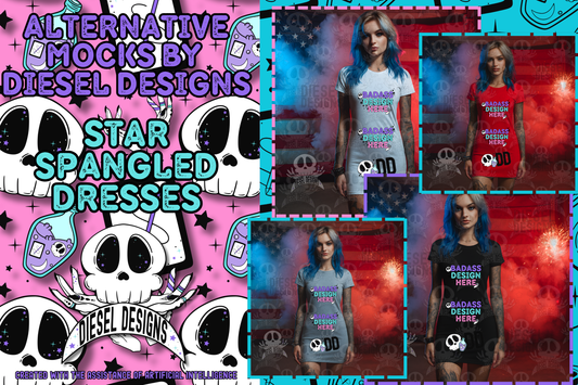 Star Spangled Dresses Mock Up Bundle | AI Assisted Mock UP | PNG | Bundle