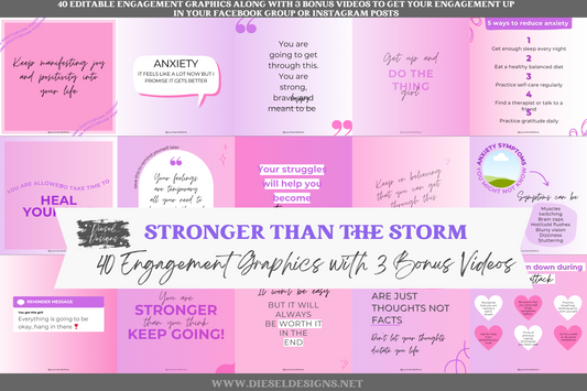 Stronger Than The Storm Engagement With 3 Bonus Videos | Engagement graphics | 40 Files | Canva Templates | Edit in Canva