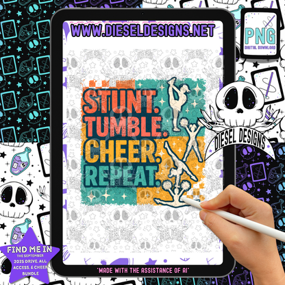 Stunt Tumble Cheer V1 PNG  | 300 DPI | Transparent PNG | Digital File Only