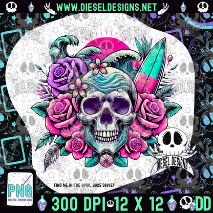 Summer Skull PNG  | 300 DPI | Transparent PNG | Digital File Only