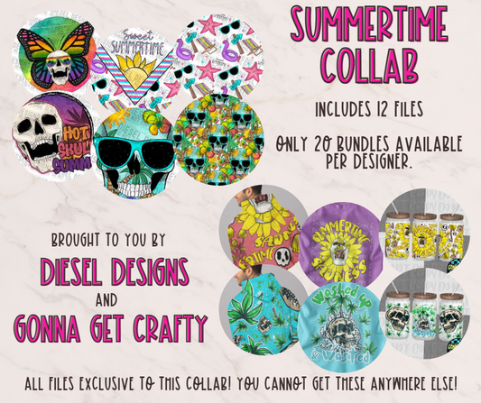 Summertime with Gonna get Crafty | 12 Files | PNG | Seamless | Tumbler Wraps |