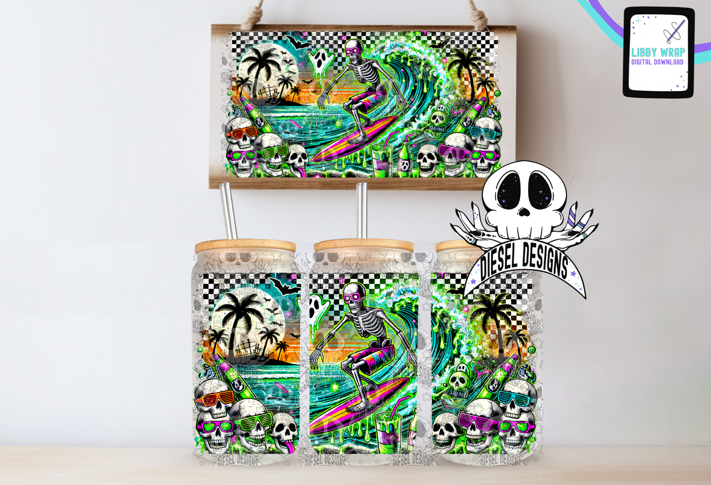 Surfs Up LIBBY WRAP | 300 DPI PNG | 16 oz Libby Wrap | Digital File Only