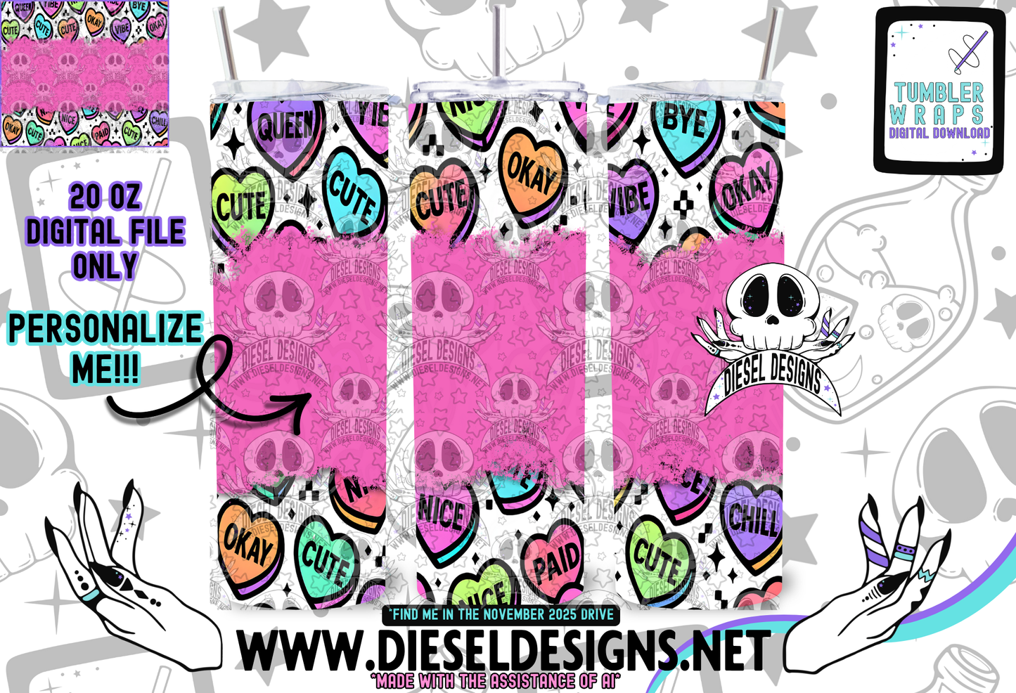 November 2025 Monthly Google Drives | 300 DPI | Transparent PNG | Seamless | Tumbler Wraps | Clipart