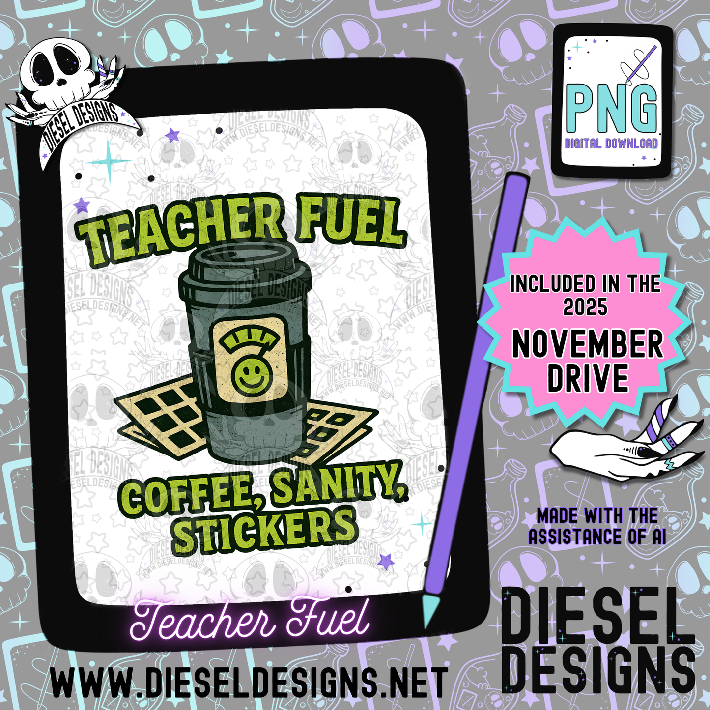 November 2025 Monthly Google Drives | 300 DPI | Transparent PNG | Seamless | Tumbler Wraps | Clipart