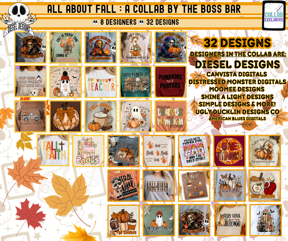All Things Fall The Boss Bar Collab | 300 DPI | PNG | Seamless | Tumbler Wraps | Collab | Digital File Only