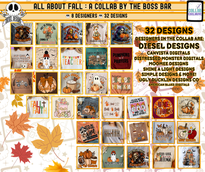 All Things Fall The Boss Bar Collab | 300 DPI | PNG | Seamless | Tumbler Wraps | Collab | Digital File Only