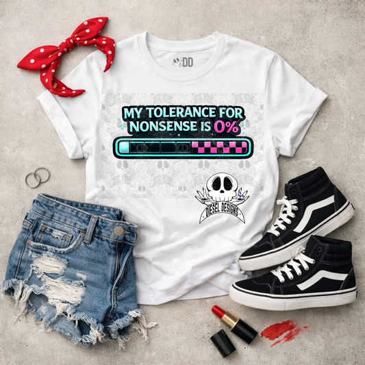 MY TOLERANCE FOR NONSENSE IS 0% PNG Design | Addie’s Cheer Fundraiser | Pay What You Can | Limited Time Digital Download | EXCLUSIVE DESIGN