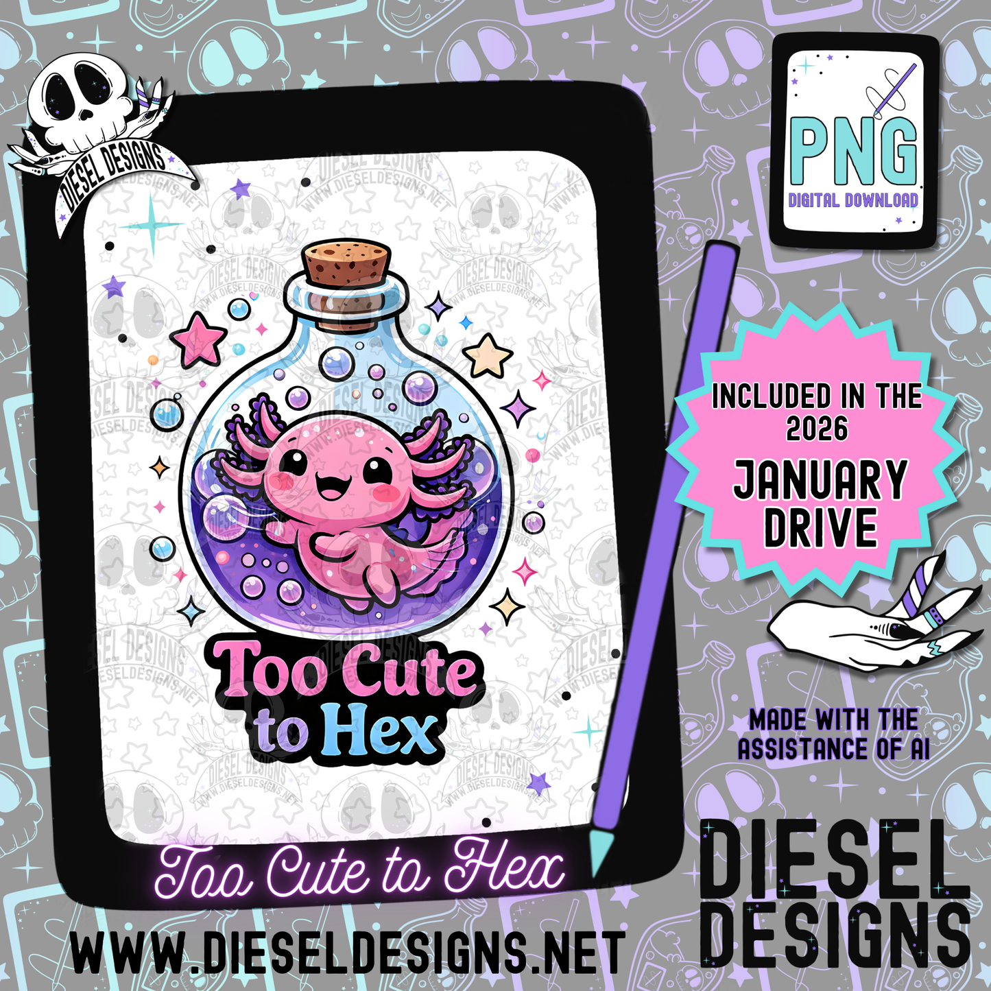 Too Cute To Hex PNG  | 300 DPI | Transparent PNG | Digital File Only