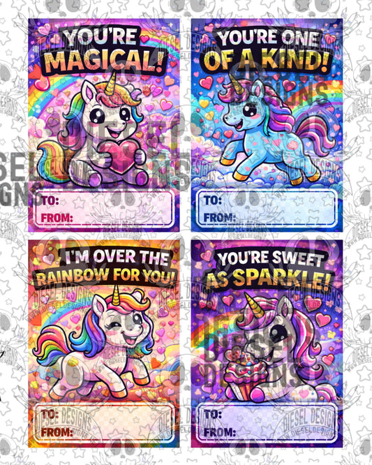 Unicorns Printable Valentine’s Day Cards for Kids – Reusable Classroom Valentines, Instant Download DIY Party Exchange Cards