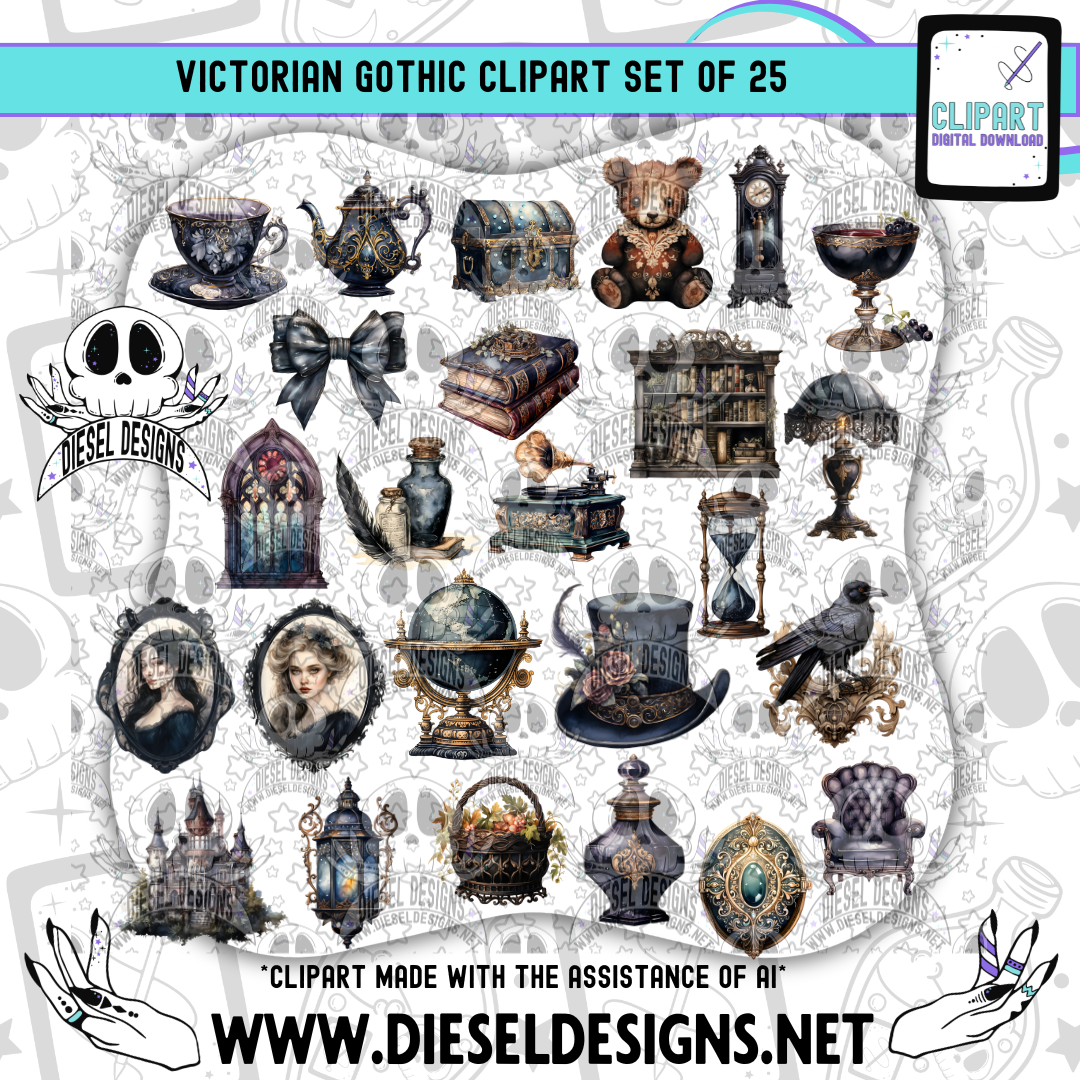 Victorian Gothic Clipart & Elements Set | 300 DPI | Transparent PNG | Clipart & Elements |