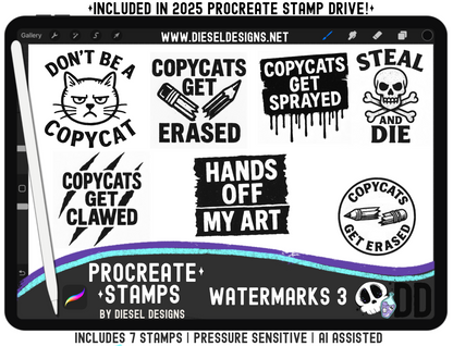 Watermark Procreate Stamp Set 3 | PROCREATE BRUSHES/STAMPS | Digital File Only