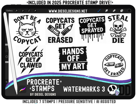 Watermark Procreate Stamp Set 3 | PROCREATE BRUSHES/STAMPS | Digital File Only