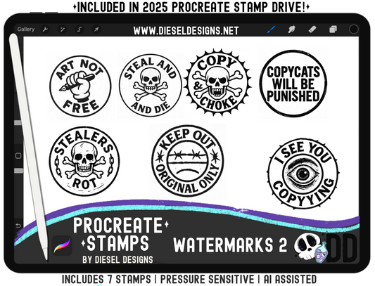 Watermark Procreate Stamp Set 2 | PROCREATE BRUSHES/STAMPS | Digital File Only