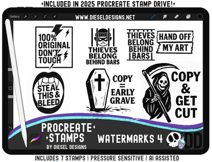 Watermark Procreate Stamp Set 4 | PROCREATE BRUSHES/STAMPS | Digital File Only