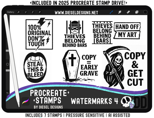 Watermark Procreate Stamp Set 4 | PROCREATE BRUSHES/STAMPS | Digital File Only