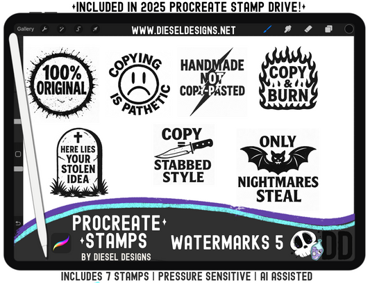Watermark Procreate Stamp Set 5 | PROCREATE BRUSHES/STAMPS | Digital File Only