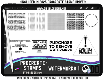 Watermark Procreate Stamp Set 1 | PROCREATE BRUSHES/STAMPS | Digital File Only