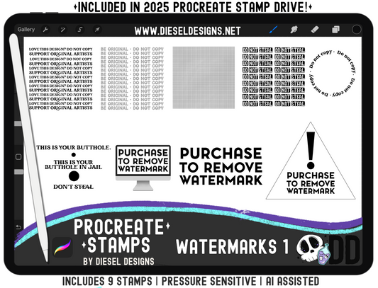 Watermark Procreate Stamp Set 1 | PROCREATE BRUSHES/STAMPS | Digital File Only