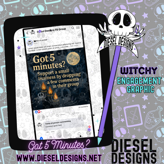 Got 5 Minutes? Witchy | Digital Engagement Graphic for Small Business Owners & Facebook Groups
