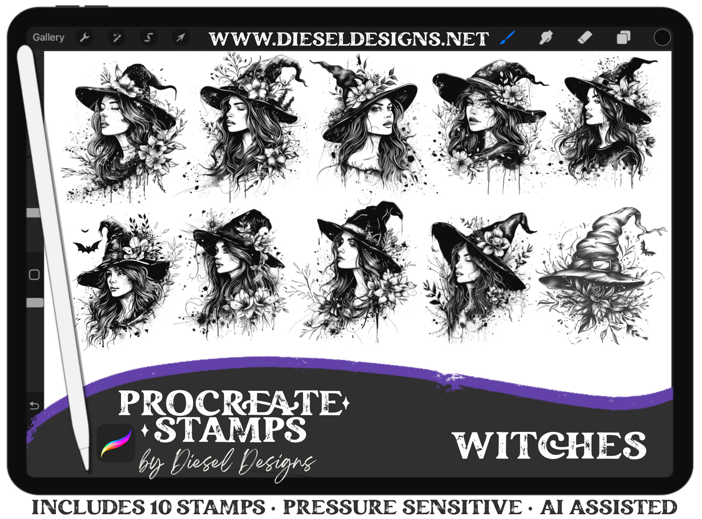 Witches | PROCREATE BRUSHES/STAMPS | Digital File Only